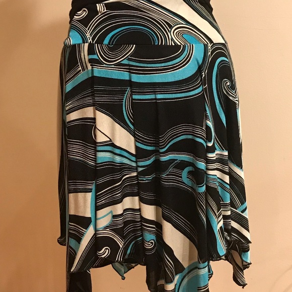 LFANG GLAM Tango Skirt White, Blue & Black Sz. L - Picture 5 of 8